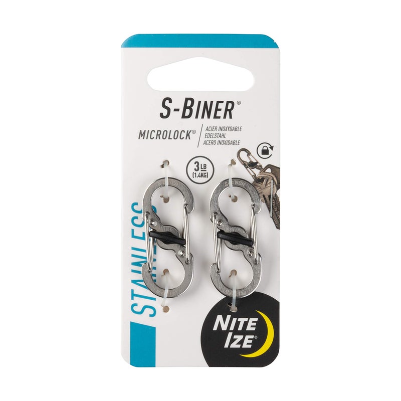 Nite Ize S-Biner MicroLock, Locking Key Holder, Stainless-Steel 2-Pack - Image 1